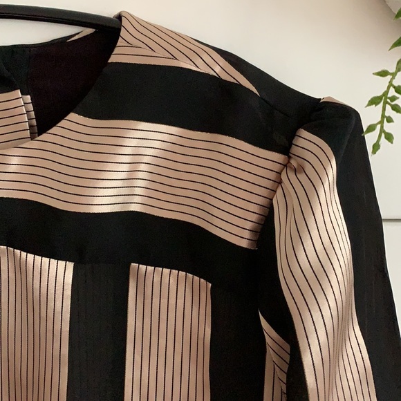 Regal blouse vintage black hold striped  old Hollywood office siren - Picture 3 of 4